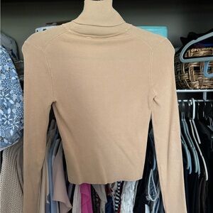 ZARA Tan Turtleneck Long Sleeve Top